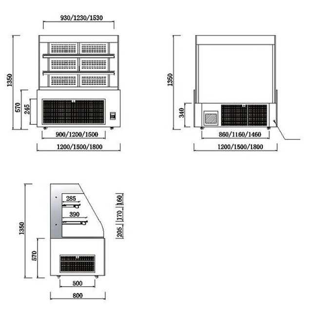 Single-sided B-type open cabinet