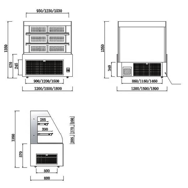 Single-sided B-type open cabinet