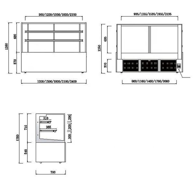 Vertical sliding door cake display case