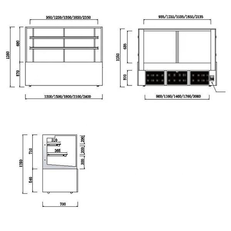 Vertical sliding door cake display case