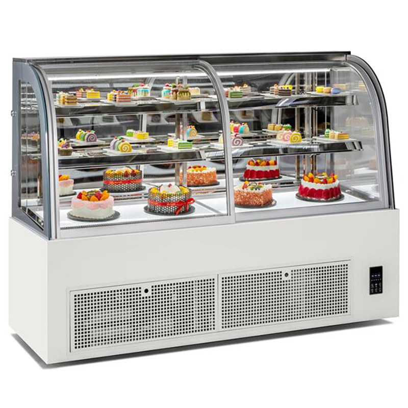 Curved Glass Cake Display Cabinet for Commercial Bakery